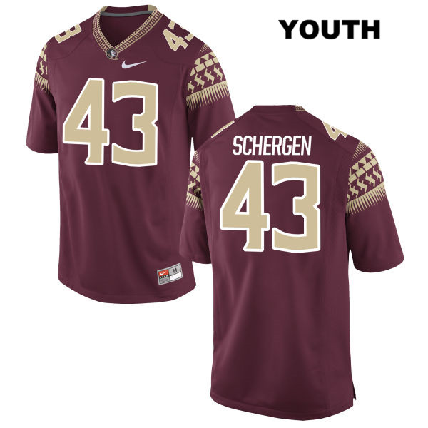 Youth NCAA Nike Florida State Seminoles #43 Joseph Schergen College Red Stitched Authentic Football Jersey TWE4269AF